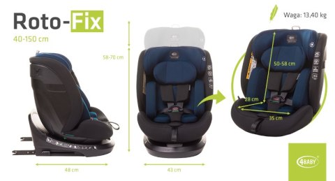 4 BABY Fotelik ROTO-FIX 40-150cm Navy blue I-Size 4 BABY Fotelik ROTO-FIX 40-150cm Navy blue I-Size