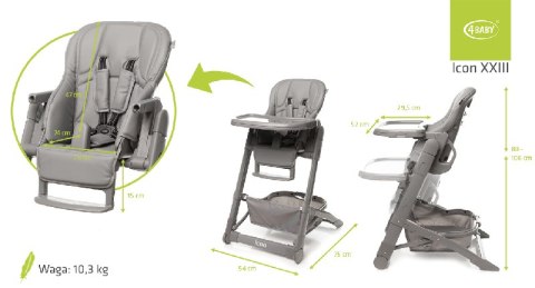 4 BABY Krzesełko dziecięce ICON grey 4 BABY Krzesełko dziecięce ICON grey