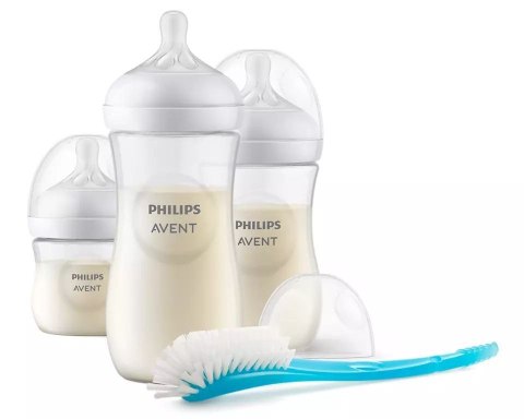 AVENT SCD837/12 Zestaw 3 Responsywnych butelek Natural + szczotka do butelek AVENT SCD837/12 Zestaw 3 Responsywnych butelek Natural + szczotka do butelek