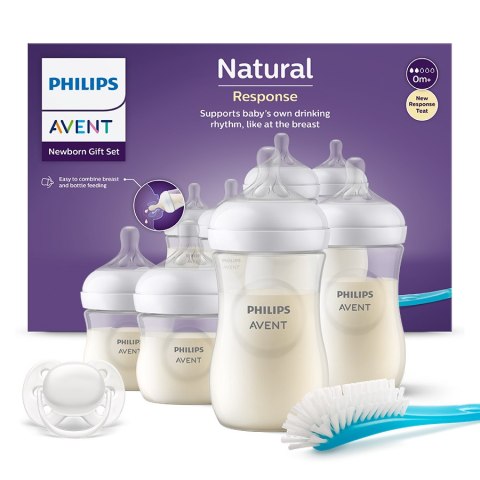 AVENT SCD838/11 Zestaw 4 Butelek Responsywnych+szczotka do butelek+smoczek do butelki AVENT SCD838/11 Zestaw 4 Butelek Responsywnych+szczotka do butelek+smoczek do butelki