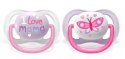 AVENT SCF080/02 Smoczek Ultra Air Happy 0-6M dziewczynka I love mama/motyl AVENT SCF080/02 Smoczek Ultra Air Happy 0-6M dziewczynka I love mama/motyl