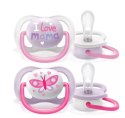 AVENT SCF080/02 Smoczek Ultra Air Happy 0-6M dziewczynka I love mama/motyl AVENT SCF080/02 Smoczek Ultra Air Happy 0-6M dziewczynka I love mama/motyl