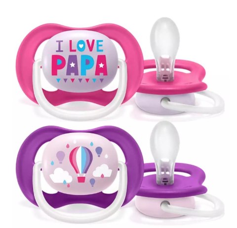 AVENT SCF080/04 Smoczek Ultra Air 6-18M dziewczynka I love papa/balon AVENT SCF080/04 Smoczek Ultra Air 6-18M dziewczynka I love papa/balon