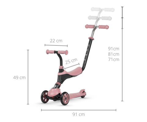 MILLY MALLY 4541 Qplay Hulajnoga Sema 3w1 pink MILLY MALLY 4541 Qplay Hulajnoga Sema 3w1 pink
