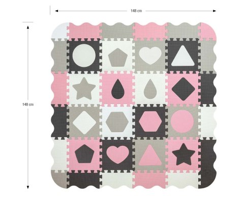 MILLY MALLY 5617 Mata piankowa puzzle Jolly 4x4 Shapes - pink grey MILLY MALLY 5617 Mata piankowa puzzle Jolly 4x4 Shapes - pink grey