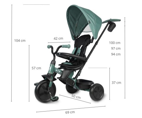 MILLY MALLY Qplay Rowerek trójkołowy Elite Platinum Green MILLY MALLY Qplay Rowerek trójkołowy Elite Platinum Green