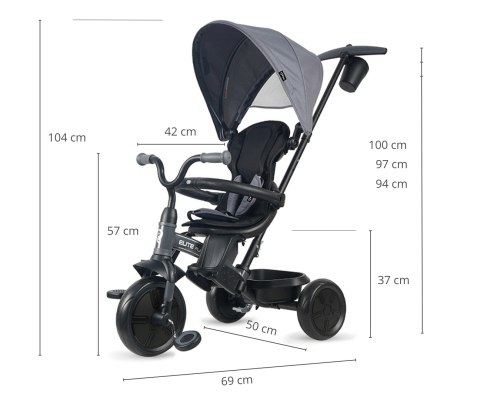 MILLY MALLY Qplay Rowerek trójkołowy Elite Platinum Grey MILLY MALLY Qplay Rowerek trójkołowy Elite Platinum Grey