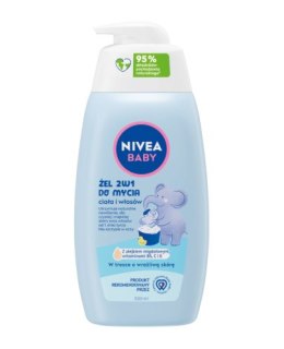 NIVEA BABY 80512 Żel 2w1 do mycia ciała i włosów z dozownikiem 500 ml