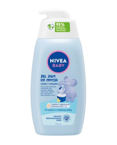 NIVEA BABY 80512 Żel 2w1 do mycia ciała i włosów z dozownikiem 500 ml NIVEA BABY 80512 Żel 2w1 do mycia ciała i włosów z dozownikiem 500 ml