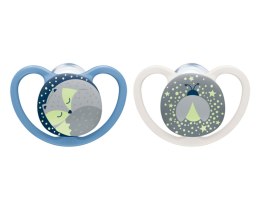 NUK 730578 Smoczek 0-6m silikonowy SPACE NIGHT 2 szt.