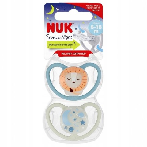 NUK 736619 Smoczek 6-18m silikon SPACE NIGHT 2 szt. NUK 736619 Smoczek 6-18m silikon SPACE NIGHT 2 szt.