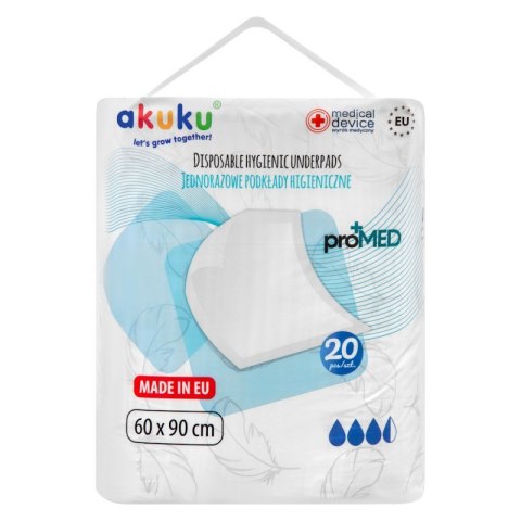 AKUKU A0144 Podkład higieniczny jednorazowy 60x90 cm proMED 20 szt AKUKU A0144 Podkład higieniczny jednorazowy 60x90 cm proMED 20 szt