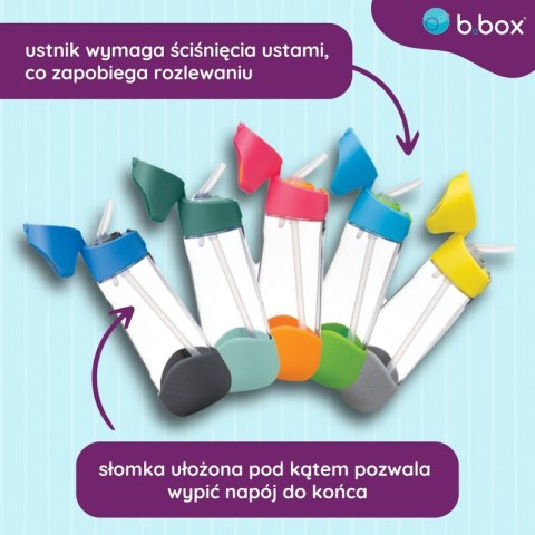 B.BOX BB00224 Butelka na wodę tritanową ze słomką 600 ml Blue Slate B.BOX BB00224 Butelka na wodę tritanową ze słomką 600 ml Blue Slate