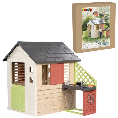 Smoby Smoby Domek Nature z kuchnią + 17 akcesoriów Smoby Smoby Domek Nature z kuchnią + 17 akcesoriów