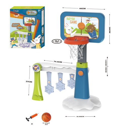 Woopie WOOPIE Zestaw 2w1 Koszykówka Bramka do Piłki Nożnej + Piłka + Pompka Woopie WOOPIE Zestaw 2w1 Koszykówka Bramka do Piłki Nożnej + Piłka + Pompka