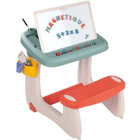 Smoby SMOBY Dwustronne Biurko Ławka Tablica 2w1 + 80 akcesoriów Smoby SMOBY Dwustronne Biurko Ławka Tablica 2w1 + 80 akcesoriów