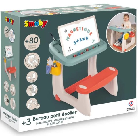 Smoby SMOBY Dwustronne Biurko Ławka Tablica 2w1 + 80 akcesoriów Smoby SMOBY Dwustronne Biurko Ławka Tablica 2w1 + 80 akcesoriów