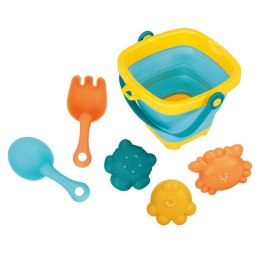 Woopie Baby WOOPIE BABY Zestaw Wiaderko Składane z Grabkami Łopatką Foremki Niebieskie