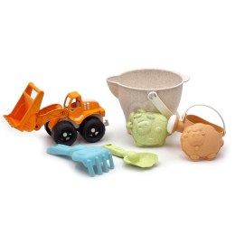Woopie Let's Go Green WOOPIE GREEN Zestaw do Piasku + Koparka w Wiaderku 7 el. BIODEGRADOWALNY ORGANICZNY MATERIAŁ