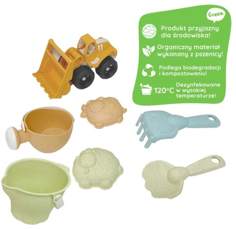 Woopie Let's Go Green WOOPIE GREEN Zestaw do Piasku + Koparka w Wiaderku 7 el. BIODEGRADOWALNY ORGANICZNY MATERIAŁ Woopie Let's Go Green WOOPIE GREEN Zestaw do Piasku + Koparka w Wiaderku 7 el. BIODEGRADOWALNY ORGANICZNY MATERIAŁ