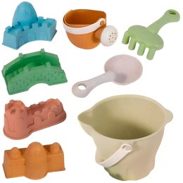 Woopie Let's Go Green WOOPIE GREEN Zestaw do Piasku w Wiaderku Zamki 8 el. BIODEGRADOWALNY ORGANICZNY MATERIAŁ