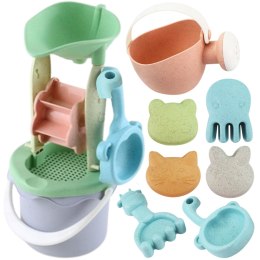 Woopie Let's Go Green WOOPIE GREEN Zestaw do Piasku w Wiaderku z Kołowrotkiem 9 el. BIODEGRADOWALNY ORGANICZNY MATERIAŁ