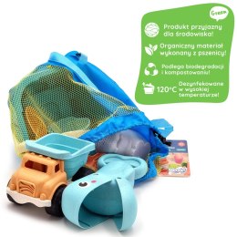 Woopie Let's Go Green WOOPIE GREEN Zestaw do Piasku w Wiaderku z Łopatką i Chwytakiem do Piasku + Wywrotka 9 el. BIODEGRADOWALNY ORGANICZNY MATERIAŁ