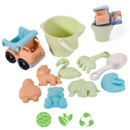 Woopie Let's Go Green WOOPIE GREEN Zestaw do Piasku w Wiaderku z Samochodem 11 el. BIODEGRADOWALNY ORGANICZNY MATERIAŁ
