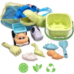 Woopie Let's Go Green WOOPIE GREEN Zestaw do Piasku z Wiaderkiem i Łopatką Krokodyl w Plecaku 10 el. BIODEGRADOWALNY ORGANICZNY MATERIAŁ