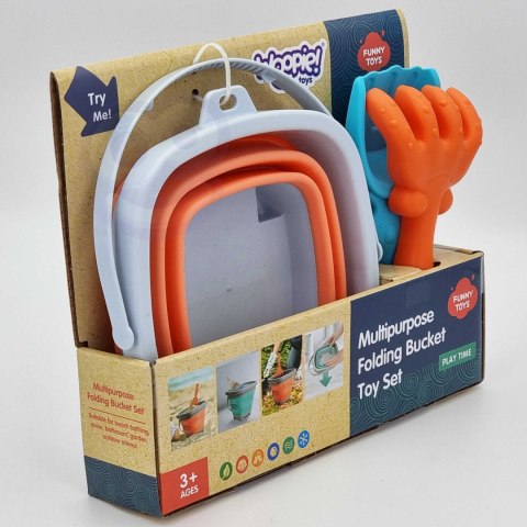 Woopie WOOPIE Zestaw Wiaderko Składane z Grabkami Łopatką Pomarańczowe Woopie WOOPIE Zestaw Wiaderko Składane z Grabkami Łopatką Pomarańczowe