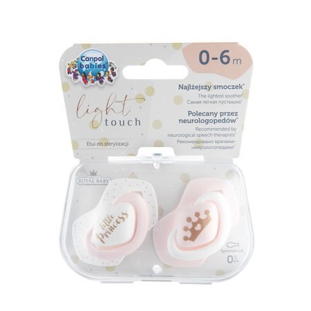 CANPOL 22/650 Smoczek uspokajający silikonowy symetryczny 0-6 m Royal Baby różowy CANPOL 22/650 Smoczek uspokajający silikonowy symetryczny 0-6 m Royal Baby różowy