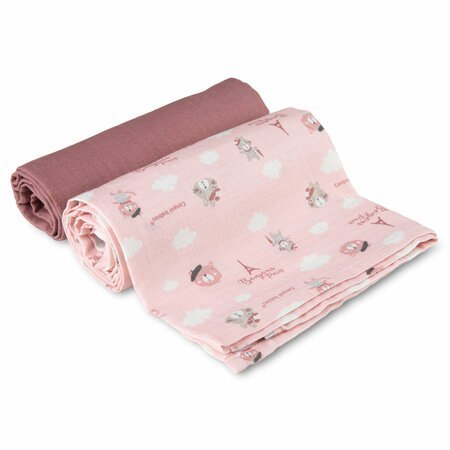 CANPOL 26/901 Pieluszki muślinowe 2 szt 70x70cm Bonjour Paris pink CANPOL 26/901 Pieluszki muślinowe 2 szt 70x70cm Bonjour Paris pink