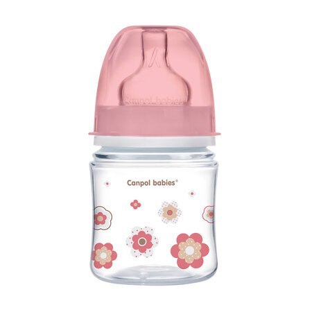 CANPOL 35/216 Butelka szerokootworowa antykolkowa Easystart Newborn Baby 120 ml różowe kwiaty CANPOL 35/216 Butelka szerokootworowa antykolkowa Easystart Newborn Baby 120 ml różowe kwiaty