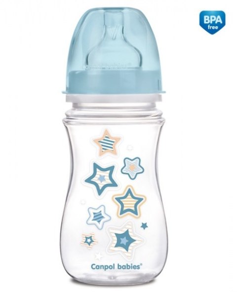 CANPOL 35/217 Butelka szerokootworowa antykolkowa Easystart Newborn Baby 240 ml niebieskie gwiazdki CANPOL 35/217 Butelka szerokootworowa antykolkowa Easystart Newborn Baby 240 ml niebieskie gwiazdki
