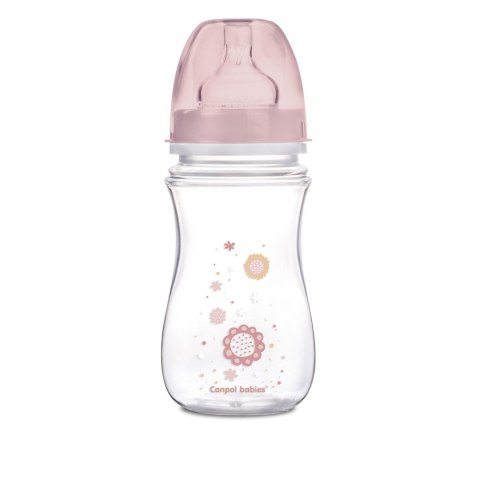 CANPOL 35/217 Butelka szerokootworowa antykolkowa Easystart Newborn Baby 240 ml różowe kwiatki
