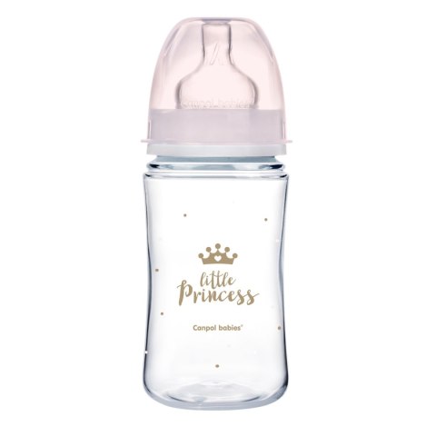 CANPOL 35/234 Butelka szeroka antykolkowa 240ml Easy Start Royal różowa CANPOL 35/234 Butelka szeroka antykolkowa 240ml Easy Start Royal różowa