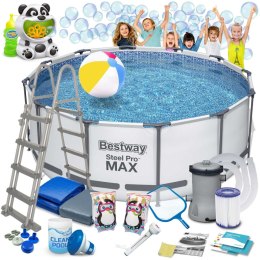 Bestway Basen ogrodowy stelażowy 366 x 122 cm 18w1 Bestway 56420 + maszynka do baniek GRATIS