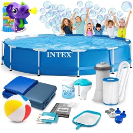 Intex Basen ogrodowy stelażowy 366 x 76 cm 16w1 INTEX 28212 + maszynka do baniek GRATIS