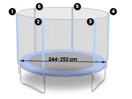 Neo-Sport Siatka zewnętrzna do trampolin 252cm 8ft Neo-Sport