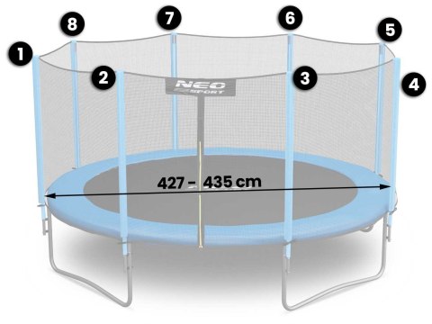 Neo-Sport Siatka zewnętrzna do trampolin 435cm 14ft Neo-Sport Neo-Sport Siatka zewnętrzna do trampolin 435cm 14ft Neo-Sport
