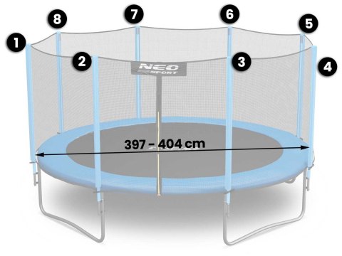Neo-Sport Siatka zewnętrzna do trampoliny 404 cm 13FT Neo-Sport Neo-Sport Siatka zewnętrzna do trampoliny 404 cm 13FT Neo-Sport