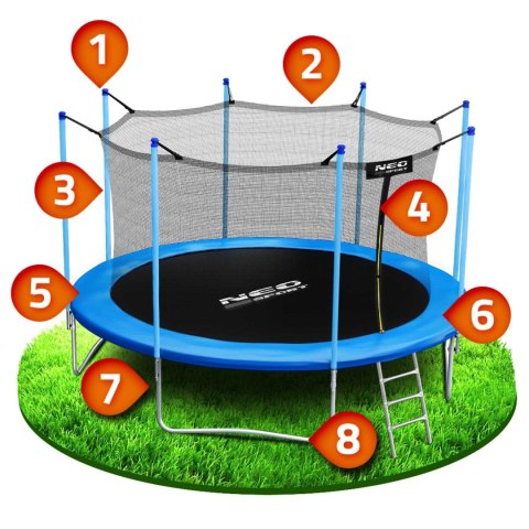 Neo-Sport Trampolina ogrodowa 15ft/465cm z siatką wewnętrzną i drabinką Neo-Sport Neo-Sport Trampolina ogrodowa 15ft/465cm z siatką wewnętrzną i drabinką Neo-Sport