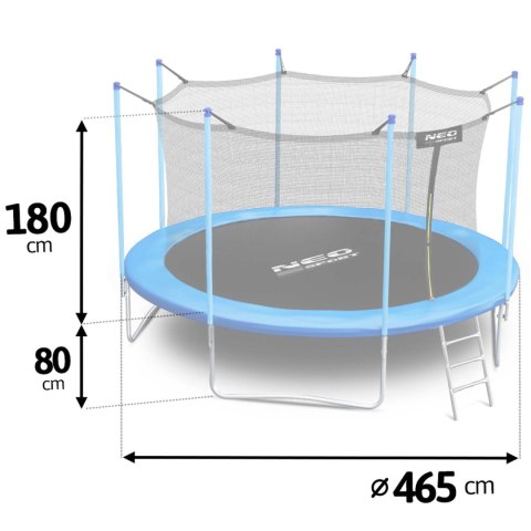 Neo-Sport Trampolina ogrodowa 15ft/465cm z siatką wewnętrzną i drabinką Neo-Sport Neo-Sport Trampolina ogrodowa 15ft/465cm z siatką wewnętrzną i drabinką Neo-Sport