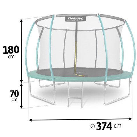 Neo-Sport Trampolina ogrodowa profilowana 12ft/374cm z siatką wewnętrzną Neo-Sport Neo-Sport Trampolina ogrodowa profilowana 12ft/374cm z siatką wewnętrzną Neo-Sport