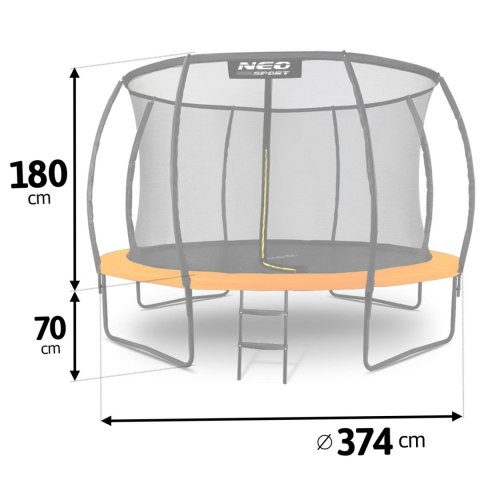 Neo-Sport Trampolina ogrodowa profilowana 12ft/374cm z siatką wewnętrzną Neo-Sport Neo-Sport Trampolina ogrodowa profilowana 12ft/374cm z siatką wewnętrzną Neo-Sport