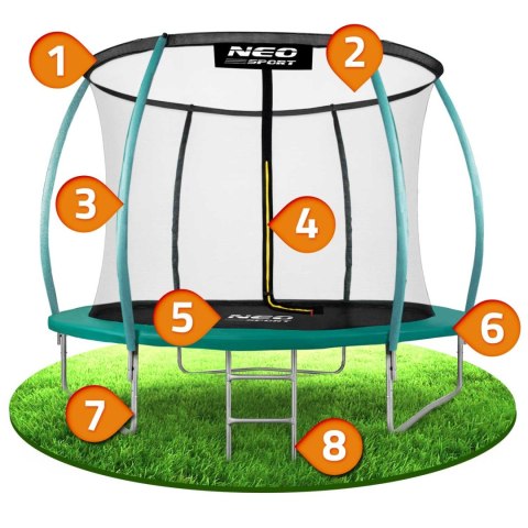 Neo-Sport Trampolina ogrodowa profilowana 8ft/252cm z siatką wewnętrzną Neo-Sport Neo-Sport Trampolina ogrodowa profilowana 8ft/252cm z siatką wewnętrzną Neo-Sport