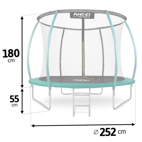 Neo-Sport Trampolina ogrodowa profilowana 8ft/252cm z siatką wewnętrzną Neo-Sport Neo-Sport Trampolina ogrodowa profilowana 8ft/252cm z siatką wewnętrzną Neo-Sport