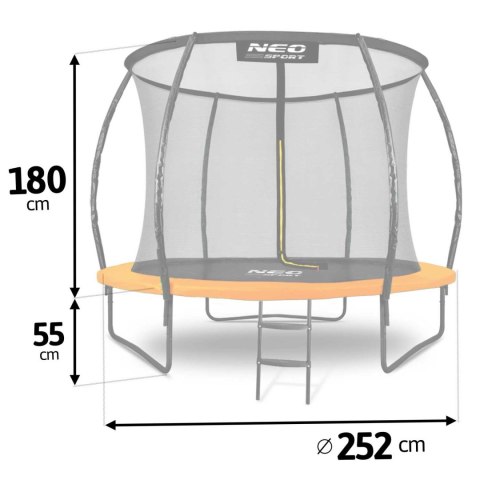 Neo-Sport Trampolina ogrodowa profilowana 8ft/252cm z siatką wewnętrzną Neo-Sport Neo-Sport Trampolina ogrodowa profilowana 8ft/252cm z siatką wewnętrzną Neo-Sport