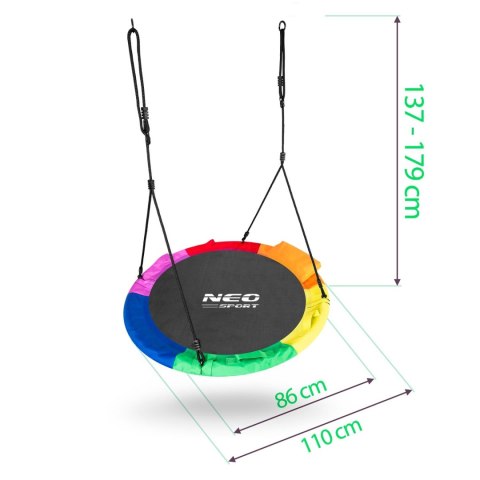 Neo-Sport Huśtawka bocianie gniazdo Swingo XXL wielokolorowa 110 cm Neo-Sport Huśtawka bocianie gniazdo Swingo XXL wielokolorowa 110 cm