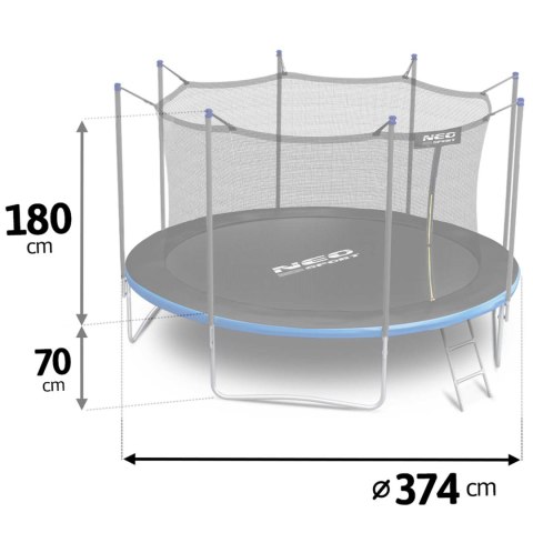 Neo-Sport Trampolina ogrodowa 12ft/374cm z siatką wewnętrzną i drabinką Neo-Sport Neo-Sport Trampolina ogrodowa 12ft/374cm z siatką wewnętrzną i drabinką Neo-Sport